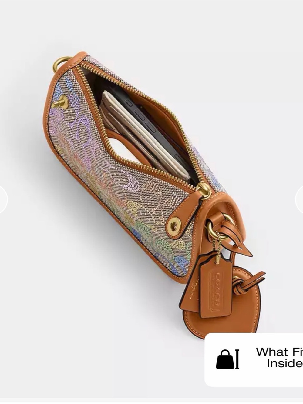 Coach Mini Shoulder Bag in Iridescent Crystal with Tan Trim - Picture 2 of 3
